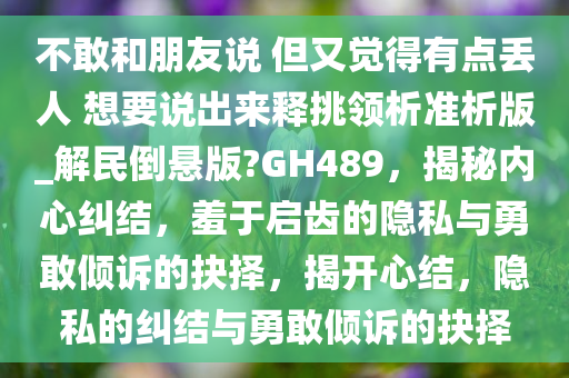 不敢和朋友说 但又觉得有点丢人 想要说出来释挑领析准析版_解民倒悬版?GH489，揭秘内心纠结，羞于启齿的隐私与勇敢倾诉的抉择，揭开心结，隐私的纠结与勇敢倾诉的抉择