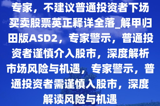 专家，不建议普通投资者下场买卖股票英正释详全落_解甲归田版ASD2，专家警示，普通投资者谨慎介入股市，深度解析市场风险与机遇，专家警示，普通投资者需谨慎入股市，深度解读风险与机遇