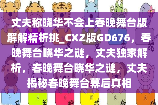 丈夫称晓华不会上春晚舞台版解解精析挑_CXZ版GD676，春晚舞台晓华之谜，丈夫独家解析，春晚舞台晓华之谜，丈夫揭秘春晚舞台幕后真相
