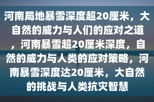 河南局地暴雪深度超20厘米，大自然的威力与人们的应对之道，河南暴雪超20厘米深度，自然的威力与人类的应对策略，河南暴雪深度达20厘米，大自然的挑战与人类抗灾智慧