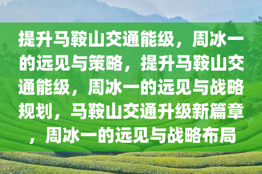 提升马鞍山交通能级，周冰一的远见与策略，提升马鞍山交通能级，周冰一的远见与战略规划，马鞍山交通升级新篇章，周冰一的远见与战略布局