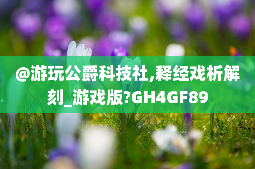 @游玩公爵科技社,释经戏析解刻_游戏版?GH4GF89
