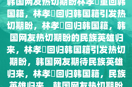 韩国网友热切期盼林孝埈重回韩国籍，林孝埈回归韩国籍引发热切期盼，林孝埈回归韩国籍，韩国网友热切期盼的民族英雄归来，林孝埈回归韩国籍引发热切期盼，韩国网友期待民族英雄归来，林孝埈回归韩国籍，民族英雄归来，韩国网友热切期盼