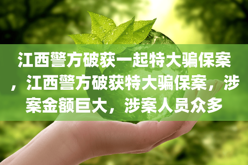江西警方破获一起特大骗保案，江西警方破获特大骗保案，涉案金额巨大，涉案人员众多