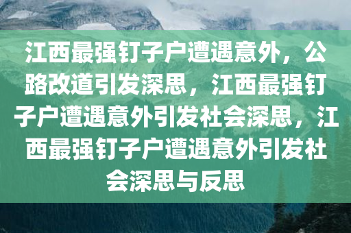 江西最强钉子户遭遇意外，公路改道引发深思，江西最强钉子户遭遇意外引发社会深思，江西最强钉子户遭遇意外引发社会深思与反思