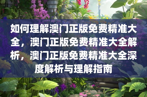 如何理解澳门正版免费精准大全，澳门正版免费精准大全解析，澳门正版免费精准大全深度解析与理解指南