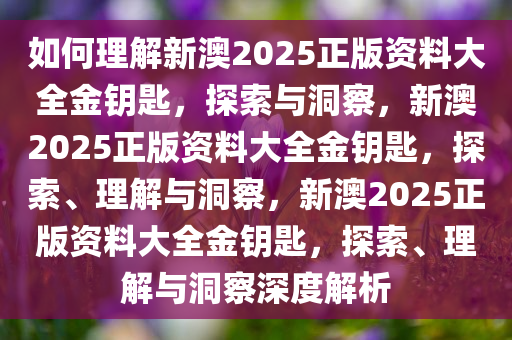 如何理解新澳2025正版资料大全金钥匙，探索与洞察，新澳2025正版资料大全金钥匙，探索、理解与洞察，新澳2025正版资料大全金钥匙，探索、理解与洞察深度解析