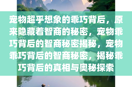 宠物超乎想象的乖巧背后，原来隐藏着智商的秘密，宠物乖巧背后的智商秘密揭秘，宠物乖巧背后的智商秘密，揭秘乖巧背后的真相与奥秘探索