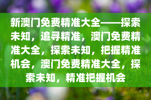 新澳门免费精准大全