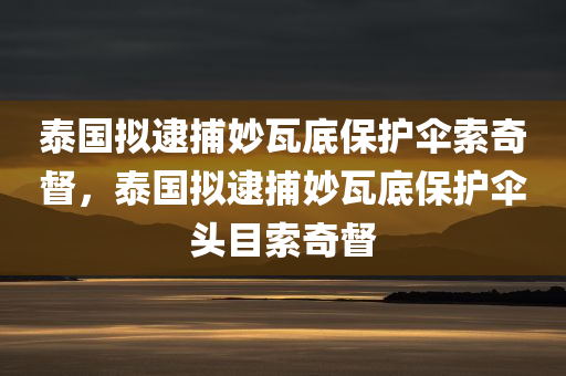 泰国拟逮捕妙瓦底保护伞索奇督，泰国拟逮捕妙瓦底保护伞头目索奇督