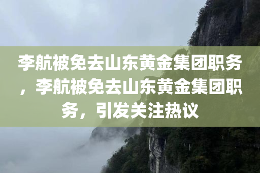 李航被免去山东黄金集团职务，李航被免去山东黄金集团职务，引发关注热议，李航被免去山东黄金集团职务，热议关注焦点聚焦新任人事变动