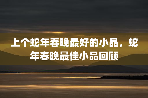 上个蛇年春晚最好的小品，蛇年春晚最佳小品回顾