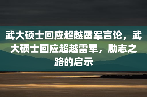 武大硕士回应超越雷军言论，武大硕士回应超越雷军，励志之路的启示