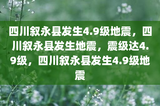 四川叙永县发生4.9级地震，四川叙永县发生地震，震级达4.9级，四川叙永县发生4.9级地震