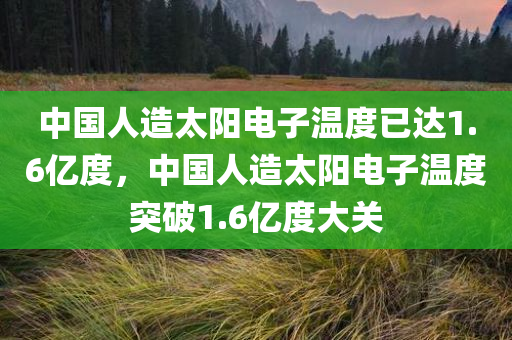 中国人造太阳电子温度已达1.6亿度，中国人造太阳电子温度突破1.6亿度大关，中国人造太阳电子温度突破1.6亿度大关，科技创新引领全球能源革命