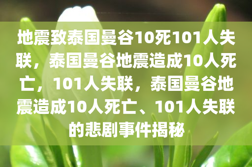 地震致泰国曼谷10死101人失联，泰国曼谷地震造成10人死亡，101人失联，泰国曼谷地震造成10人死亡、101人失联的悲剧事件揭秘