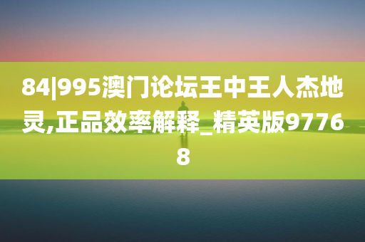 84|995澳门论坛王中王人杰地灵,正品效率解释_精英版97768