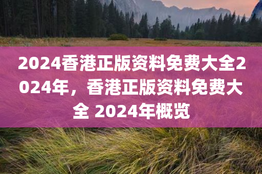 2024香港正版资料免费大全2024年