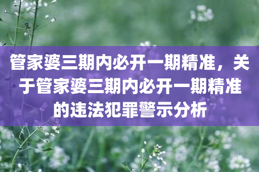 管家婆三期内必开一期精准