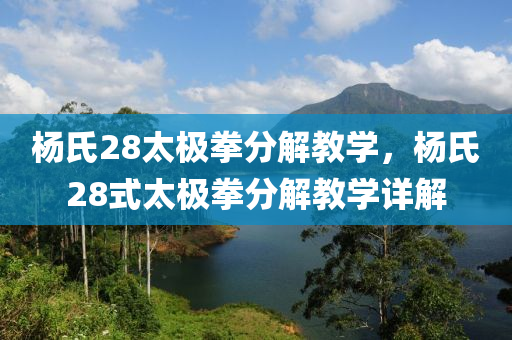 杨氏28太极拳分解教学，杨氏28式太极拳分解教学详解