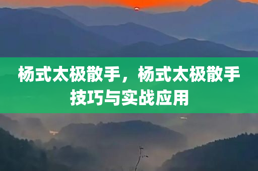 杨式太极散手，杨式太极散手技巧与实战应用