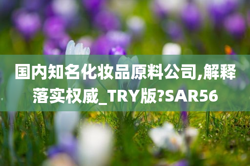 国内知名化妆品原料公司,解释落实权威_TRY版?SAR56今晚必出三肖2025_2025新澳门精准免费提供·精确判断