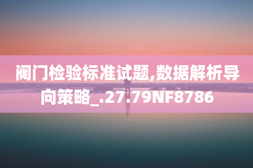 阀门检验标准试题,数据解析导向策略_.27.79NF8786