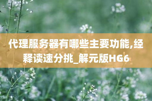代理服务器有哪些主要功能,经释读速分挑_解元版HG6今晚必出三肖2025_2025新澳门精准免费提供·精确判断
