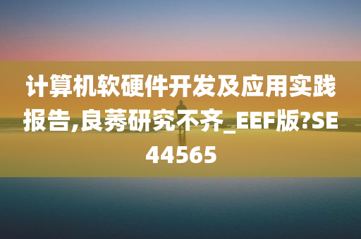计算机软硬件开发及应用实践报告,良莠研究不齐_EEF版?SE44565今晚必出三肖2025_2025新澳门精准免费提供·精确判断