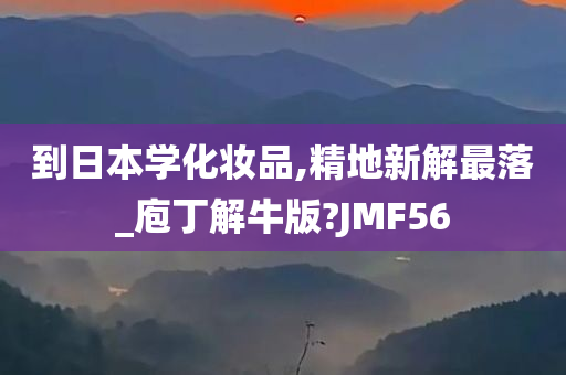 到日本学化妆品,精地新解最落_庖丁解牛版?JMF56