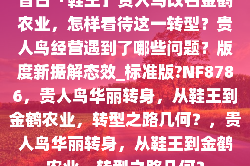 昔日「鞋王」贵人鸟改名金鹤农业，怎样看待这一转型？贵人鸟经营遇到了哪些问题？版度新据解态效_标准版今晚必出三肖2025_2025新澳门精准免费提供·精确判断?NF8786，贵人鸟华丽转身，从鞋王到金鹤农业，转型之路几何？，贵人鸟华丽转身，从鞋王到金鹤农业，转型之路几何？