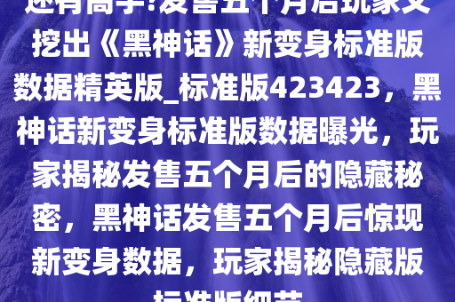 还有高手?发售五个月后玩家又挖出《黑神话》新变身标准版数据精英版_标准版423423，黑神话新变身标准版数据曝光，玩家揭秘发售五个月后的隐藏秘密，黑神话发售五个月后惊现新变身数据，玩家揭秘隐藏版标准版细节