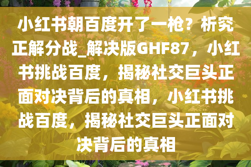 小红书朝百度开了一枪？析究正解分战_解决版GHF87，小红书挑战百度，揭秘社交巨头正面对决背后的真相，小红书挑战百度，揭秘社交巨头正面对决背后的真相